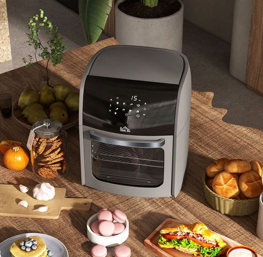 12L Air Fryer Oven with Cookbook & 8x Accessories - Grey